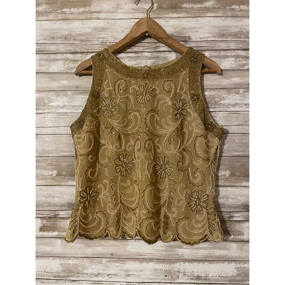 J Kara Beaded Sleeveless Blouse Women’s XL Vintage​